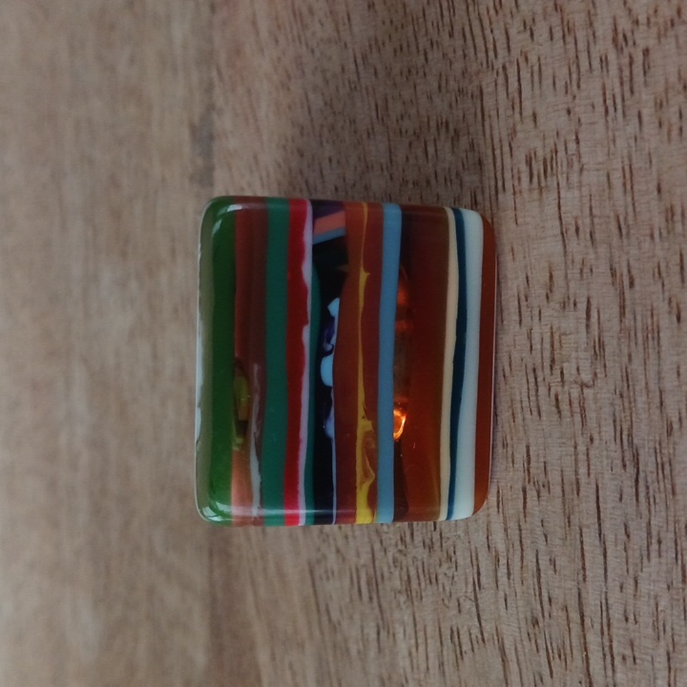 Sobral Pop Art Multicolor Carre Grande Ring Vintage NWOT Signed - Picture 3 of 8